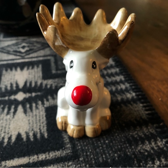 Fitz and Floyd Christmas reindeer moose ceramic figurine Handpainted Japan - Picture 2 of 6